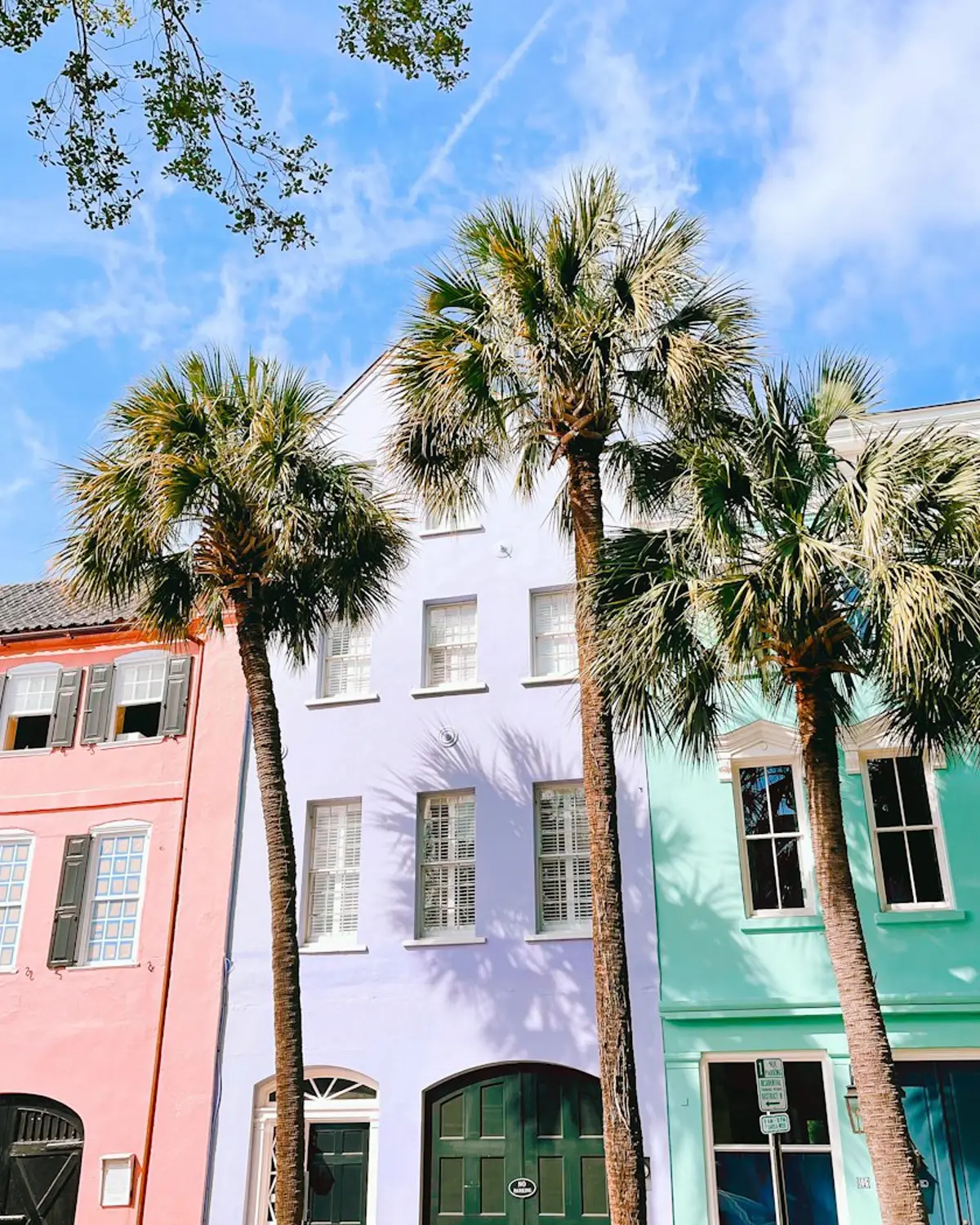 Colored houses on a Charleston street